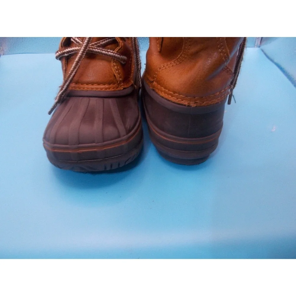 London Fog Kids Brown Tan Faux Shearling Lined Duck Boots Size 11